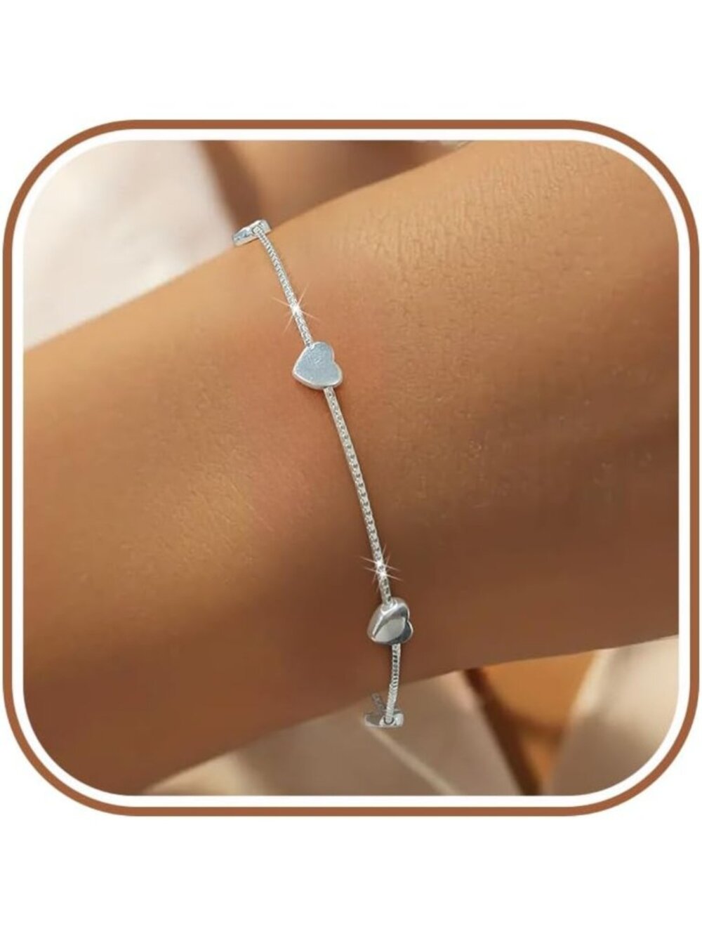 925 Sterling Silver Heart Bracelet - Cute Gift for Women, Mother & Daughter